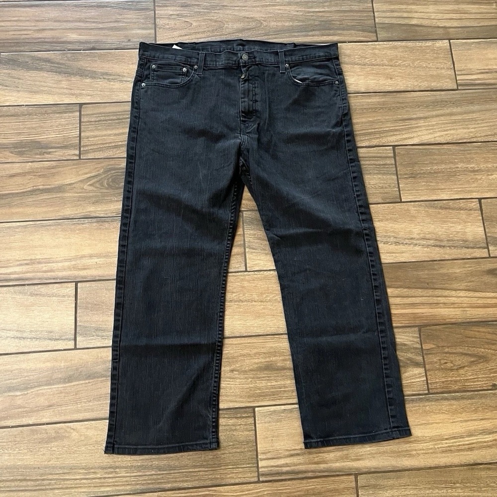 Levis 569 Athletic Fit Jeans Mens 40x30 Black Dark Wash Stretch Denim 00569-0125